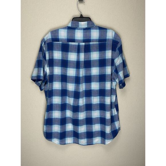 US Polo Assn Button Down Shirt Men Size XXL Blue Plaid Embroidered Short Sleeve - Picture 7 of 10